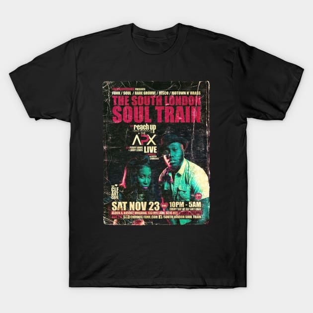 POSTER TOUR - SOUL TRAIN THE SOUTH LONDON 110 T-Shirt by Promags99